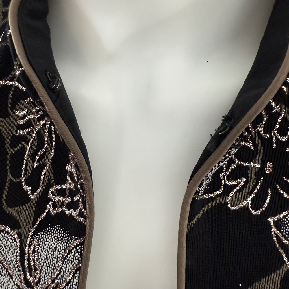 ALEX EVENINGS NWT Black Silver Floral Print Jacket & Tank Set Women's Size L - Picture 9 of 16